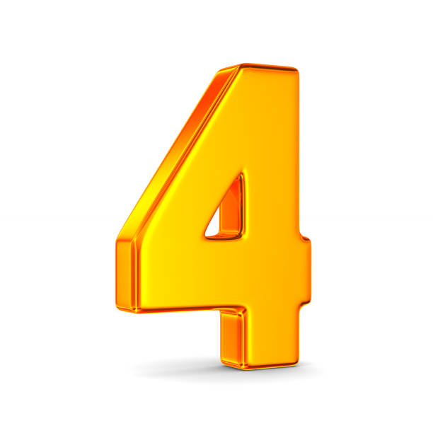 Number four on white background. Isolated 3D illustration