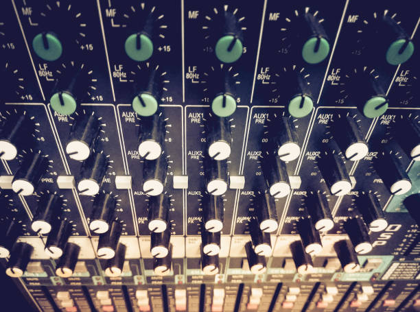 istock Sound equalizer mixing. Professional studio equipment for sound mixing. 1159840389