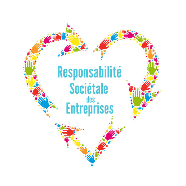 Corporate social responsibility called RSE, responsabilite societale des entreprises in French language Corporate social responsibility called RSE, responsabilite societale des entreprises in French language rse stock illustrations