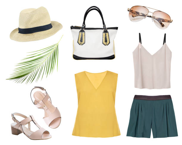 istock Women's clothes summer set isolated,female apparel. 1159842859