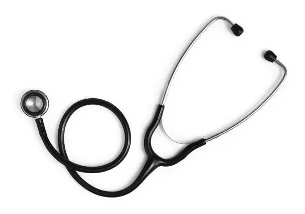 Photo of medical stethoscope isolated on white background