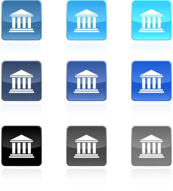 illustrazioni stock, clip art, cartoni animati e icone di tendenza di bank court house, arte vettoriale royalty-free - column corinthian government building federal building