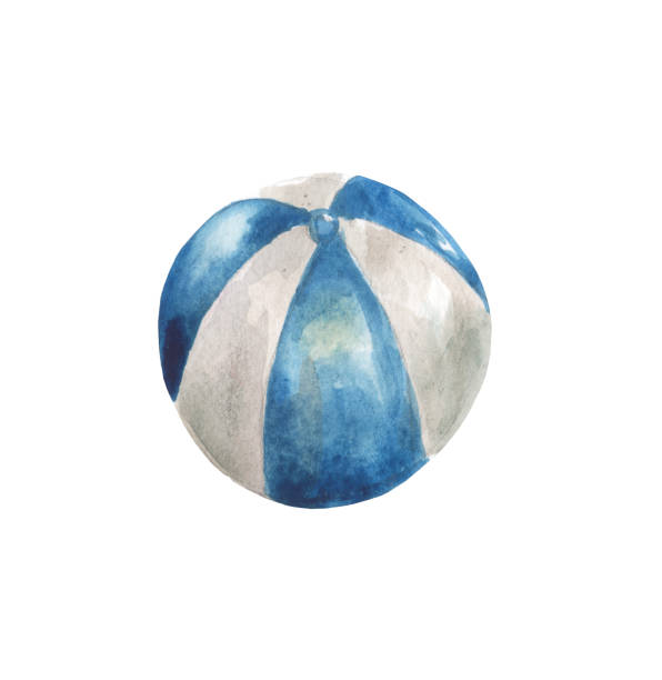 水彩青と白のビーチボール - beach ball ball beach white点のイラスト素材／クリップアート素材／マンガ素材／アイコン素材
