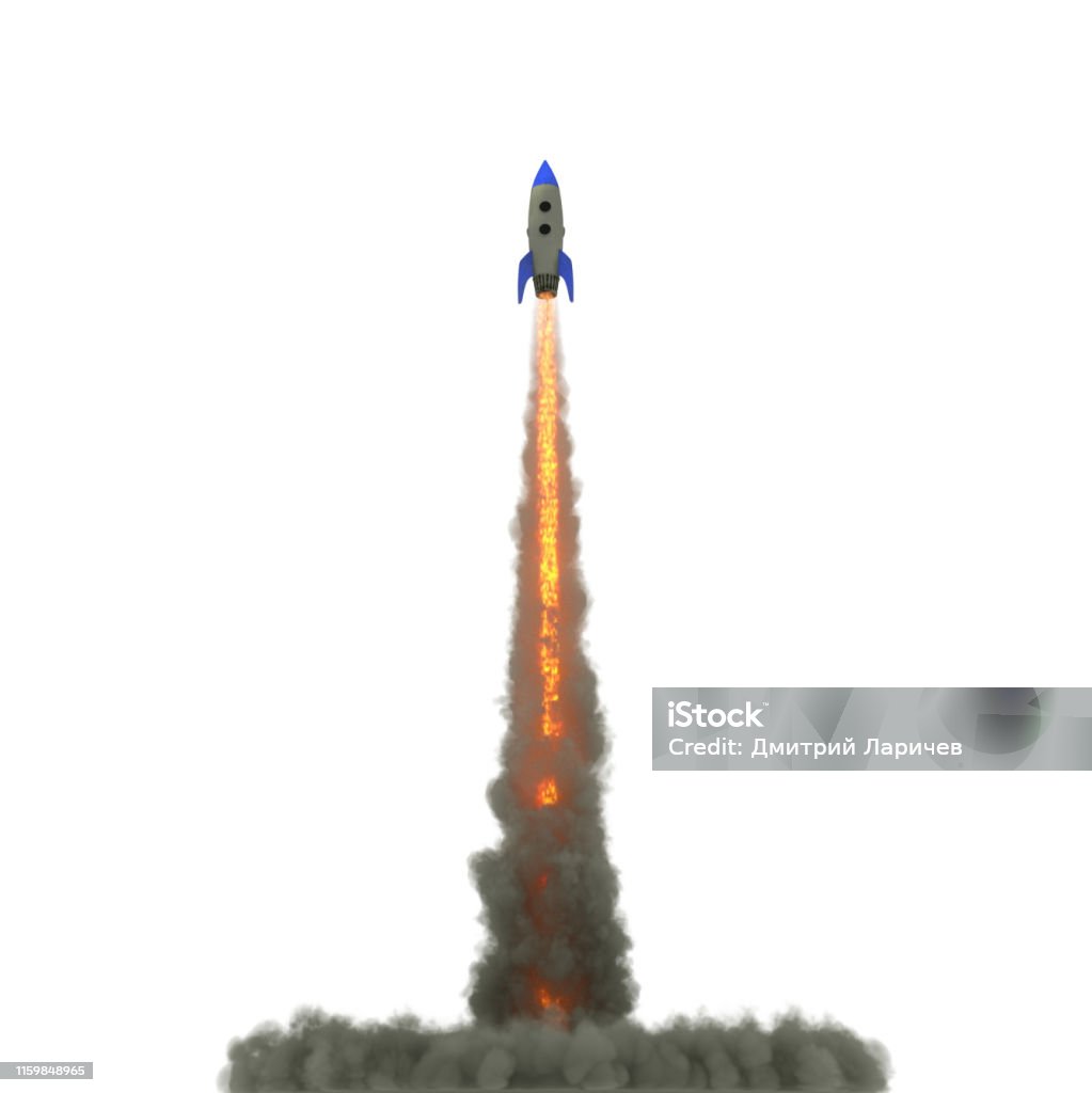 Cartoon Rocket Launch On White Background 3d Illustration Stock Photo -  Download Image Now - iStock
