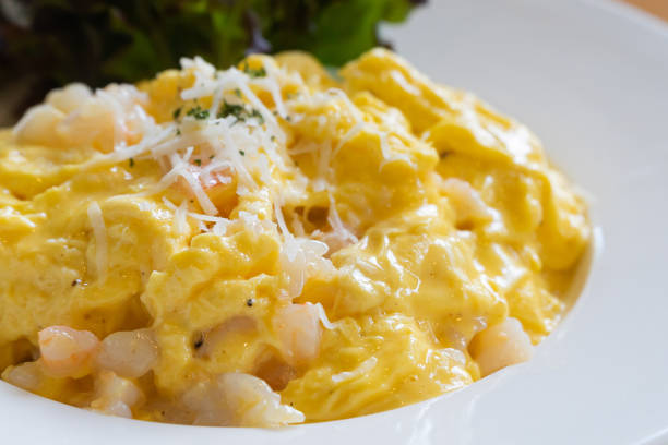 istock Scramble egg, the delicious breakfast food in white plate. 1159850179