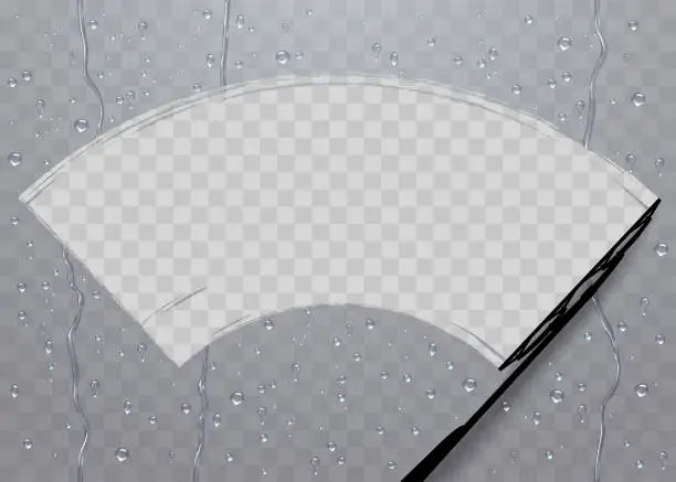 Vector illustration of Wiper cleans the transparent glass