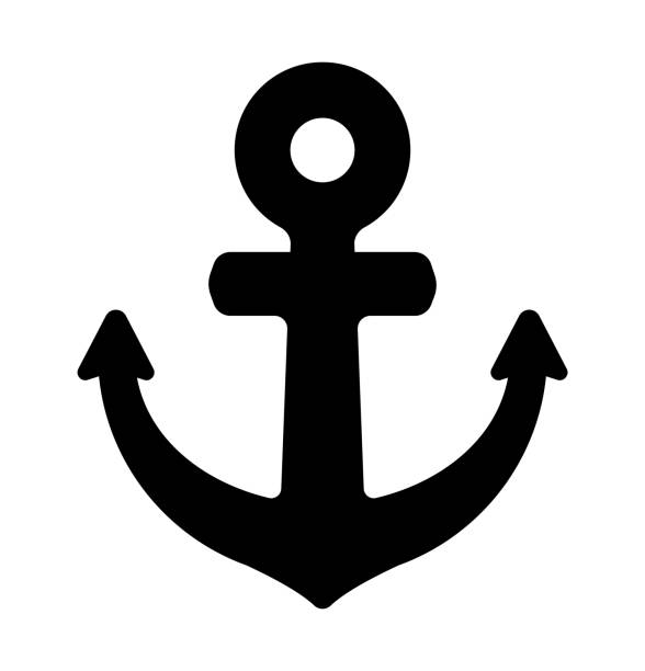 프린트앵커 플랫 아이콘 일러스트(마린/포트/항구) - anchor harbor vector symbol stock illustrations