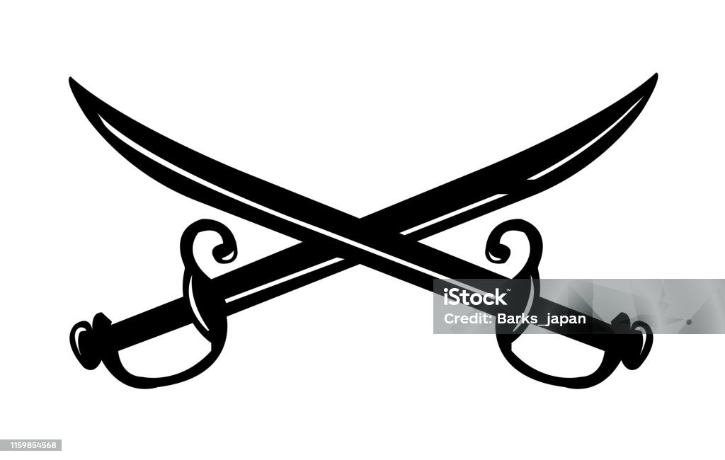 Crossed Swords Sabers Flat Illustration Stock Illustration - Download Image  Now - Sword, Crossing, Vector - iStock