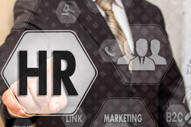 istock Businessman  choice employee human resource system on the touch screen.Head hunter 1159858293