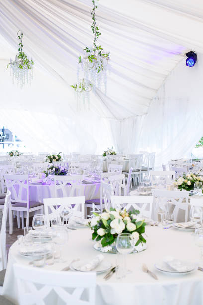 istock Wedding banquet. Table set for wedding reception 1159859724