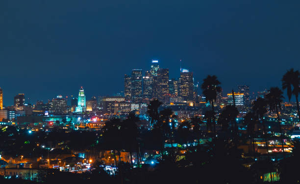 istock Downtown Los Angeles skyline at night 1159860793