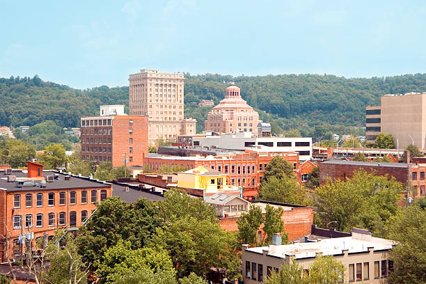 A view of the city of Asheville in North Carolina stock photo