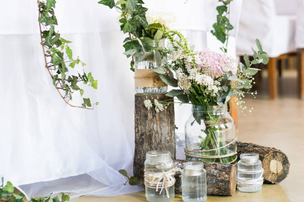 istock Wedding Birthday Reception Decoration, Tables and Flowers 1159860899