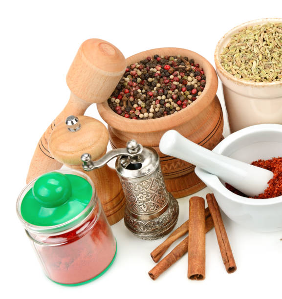 istock Set of spices isolated on white background. 1159864983