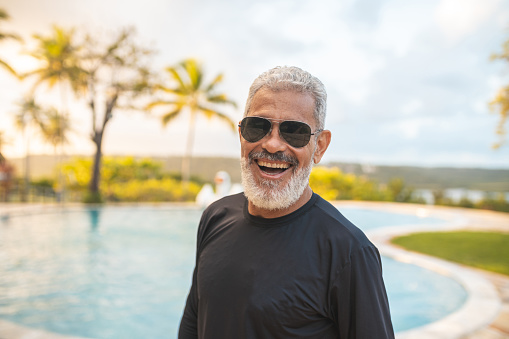 Laughing, Senior Man, Tourist Resort, Summer, Sunglasses
