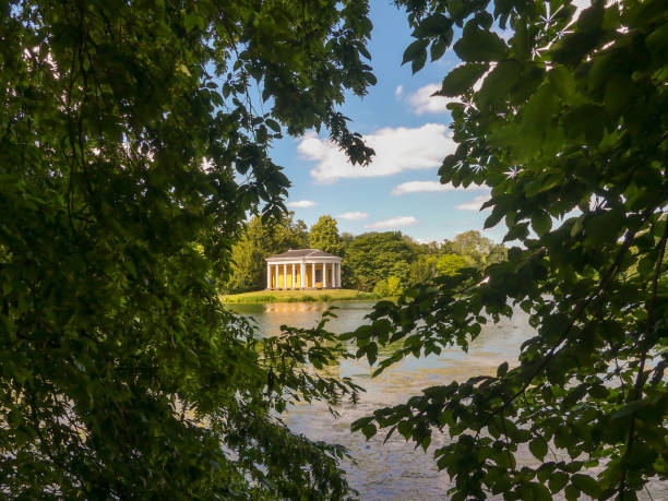 West Wycombe, Buckinghamshire, England, UK - July 3rd 2019: Music Temple through trees at West Wycombe Park