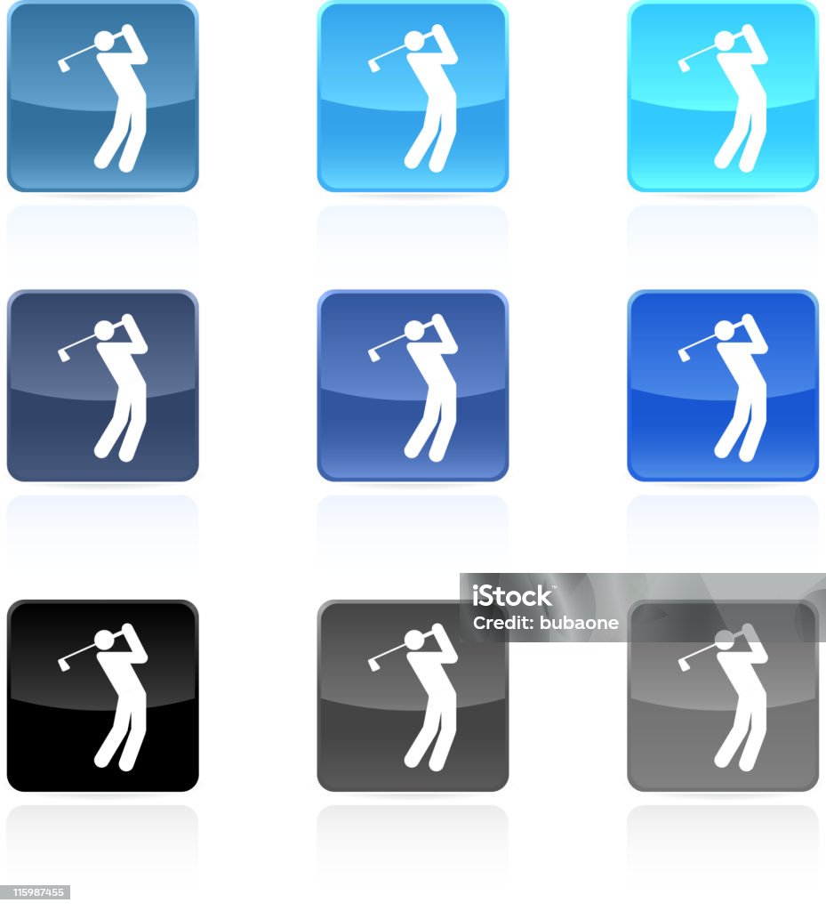 golf, arte vettoriale royalty-free pulsante set di nove colori - arte vettoriale royalty-free di Mazza da golf