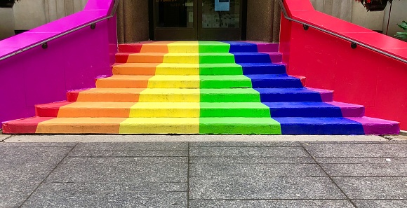 Pride Flag colors Rainbow Staircase for Pride month
