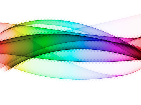 Abstract multicolor waves on neutral white background. 3D rendered image.