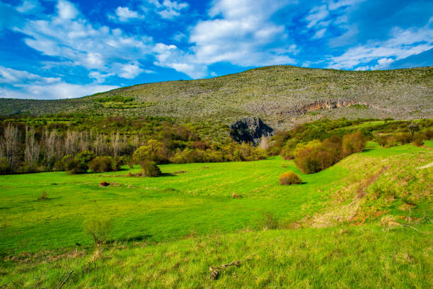 Beatuful lanscape with hills and blue sky of Eastern Serbia