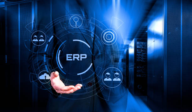 Enterprise Resource Planning ERP system management and technology 3d render stock photo