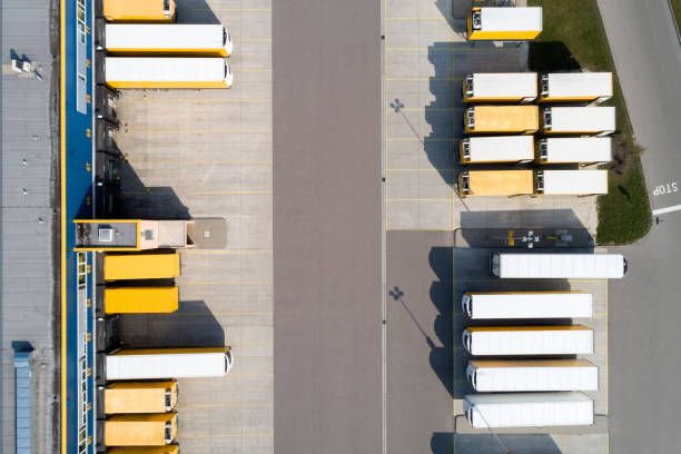 istock Aerial View of Cargo Containers and Distribution Warehouse 1159879506