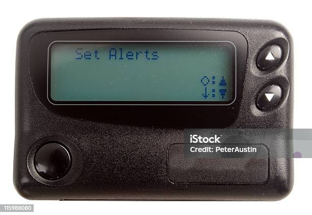 Black Pager Isolated On White Stock Photo - Download Image Now - Pager, Cut Out, Black Color