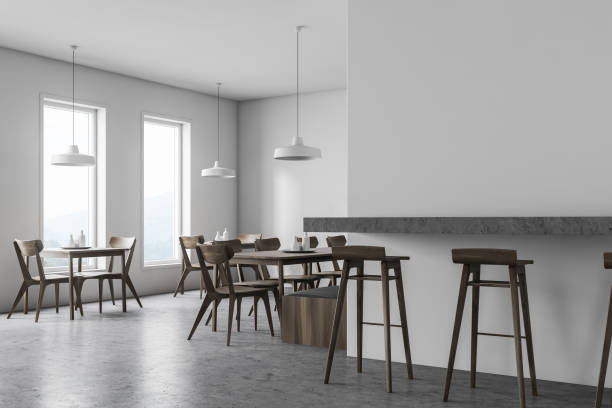 istock Corner of white pub with bar counter 1159883901
