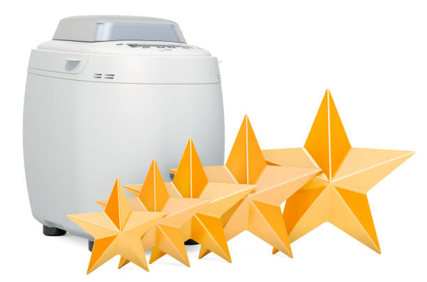 istock Customer rating of bread making machine, concept. 3D rendering isolated on white background 1159883985