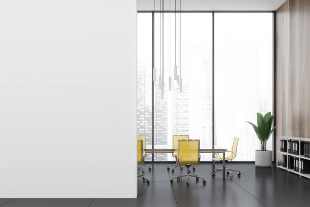 istock Office conference room interior with mock up wall 1159884889
