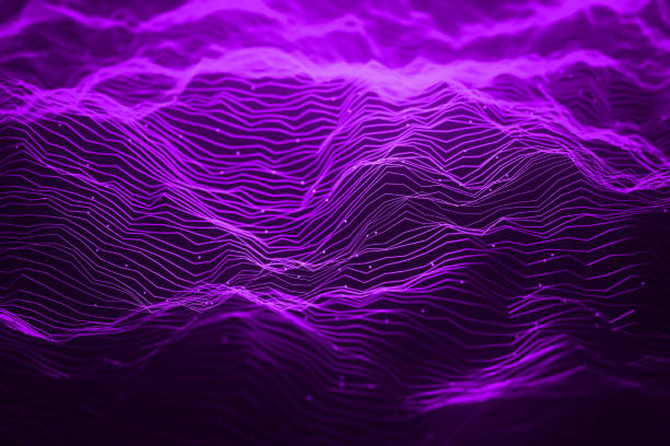 istock Abstract purple neon light waves background 1159885827