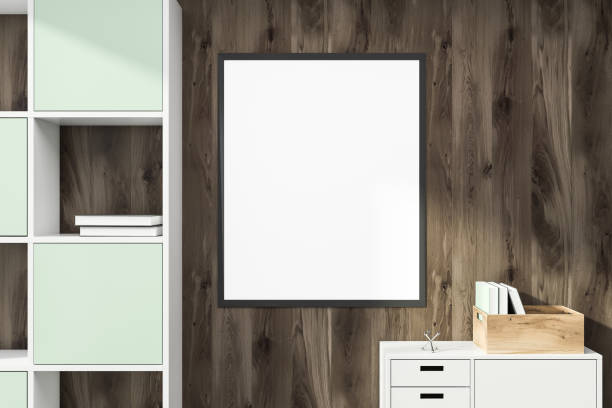 istock Poster on wooden wall with bookcase 1159886496