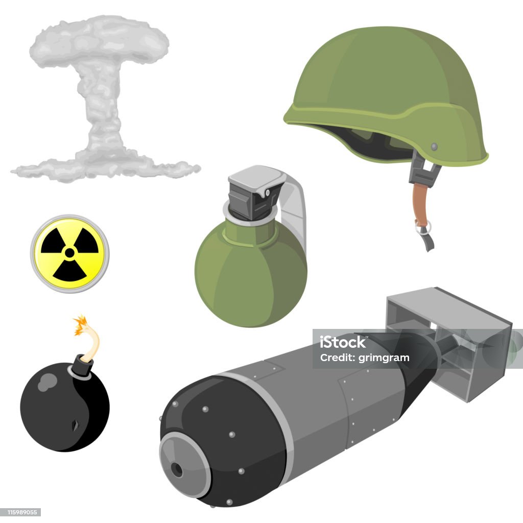 was A set of War Icons vector Illustrations. All grouped for easy isolation and editing. Army Helmet stock vector