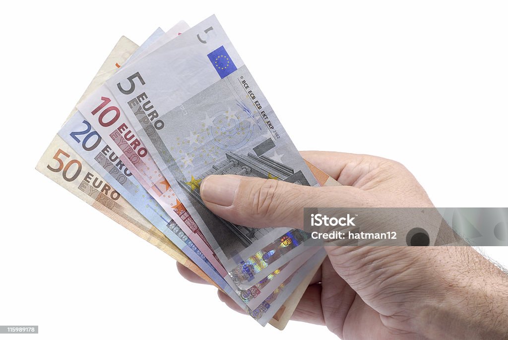 Notas de Euro ou contas em mão Masculino - Royalty-free Branco Foto de stock