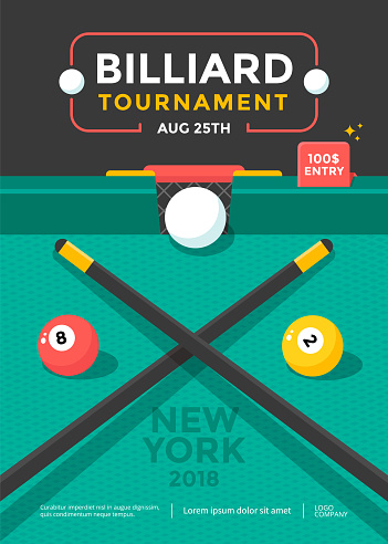Billiard tournament sport poster design with ball
