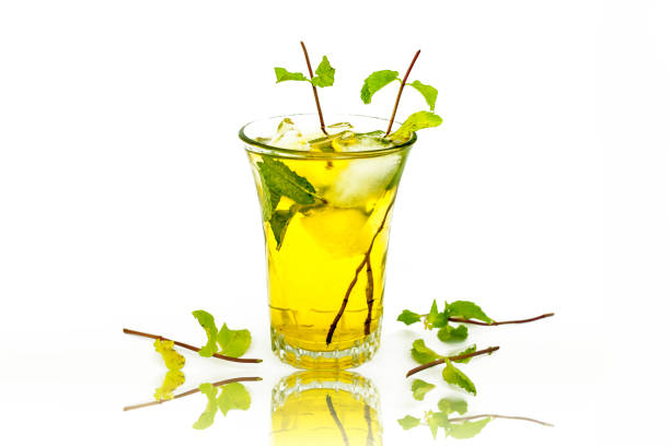 Popular Asian and European drink isolated on white i.e. Jack Julep with its reflection also.