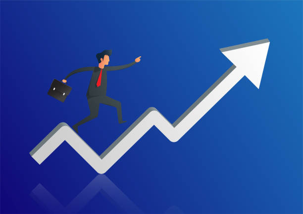 istock Businessman run on chart graph line to goal to achieve success. leadership. Modern idea. creativity. business concept. Vector Illustration 1159913953