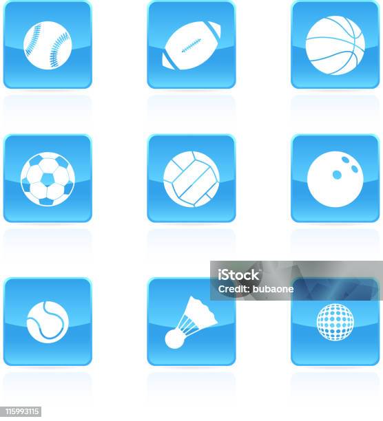 Sport Balls Royalty Free Vector Icon Set Stock Illustration - Download Image Now - American Football - Ball, American Football - Sport, Baseball - Ball