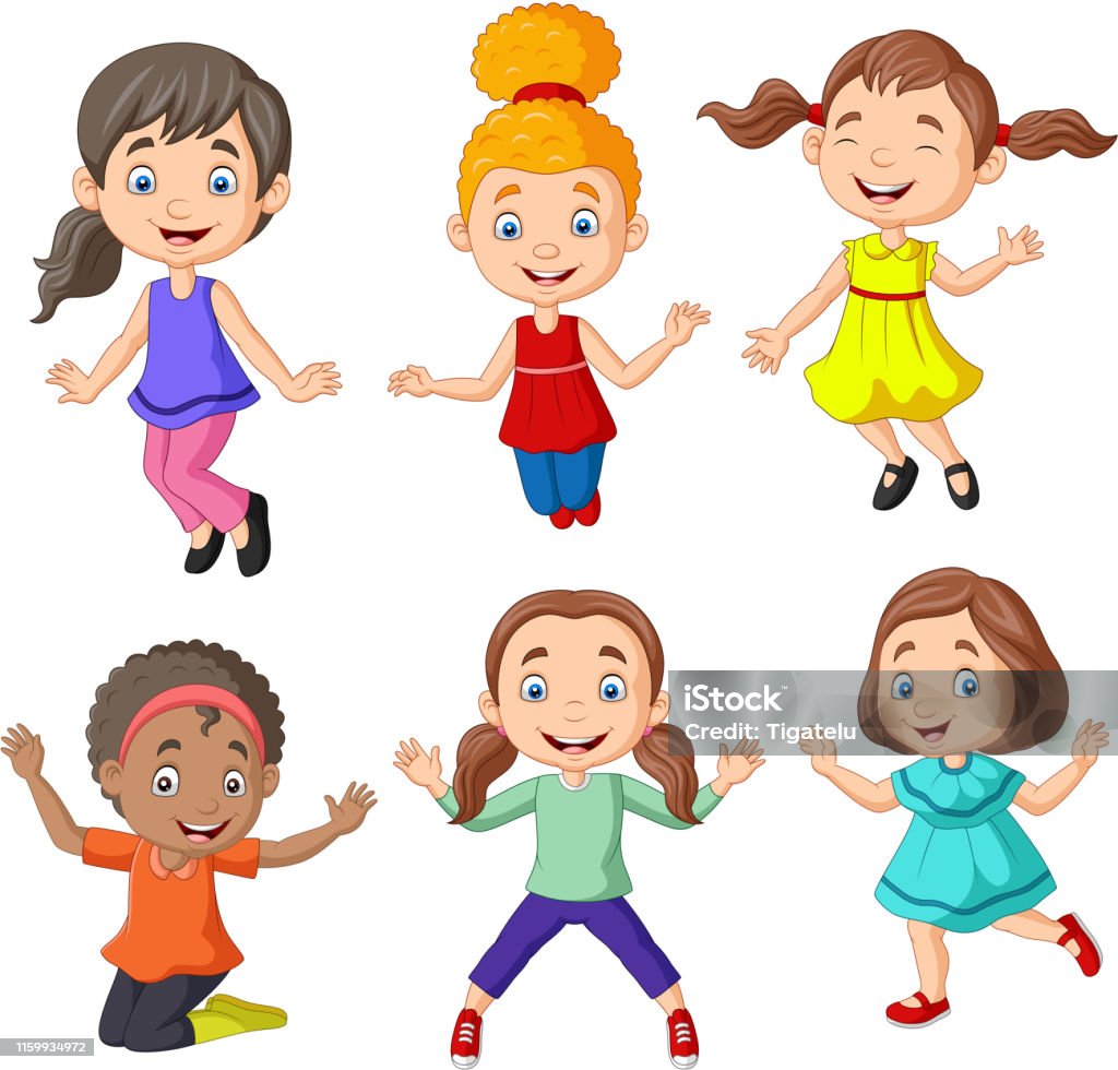 Ilustración de Dibujos Animados Niñas Felices Con Diferentes Poses y más Vectores Libres de Derechos de Niñas - iStock Ilustración de Dibujos Animados Niñas Felices Con Diferentes Poses y más Vectores Libres de Derechos de Niñas - iStock