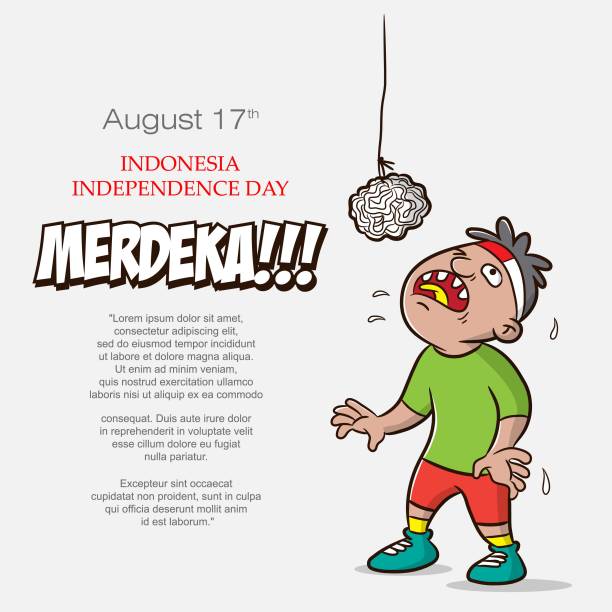 ilustrações de stock, clip art, desenhos animados e ícones de cartoon indonesia independence day - eating child cracker asia