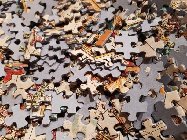 istock Random pieces of a jigsaw puzzle. 1159939485