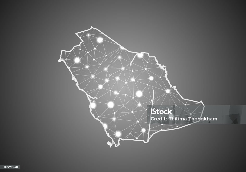 Saudi Structured Vector Vector Wireframe Mesh Polygonal Of Saudi Arabia Map Abstract Global ...
