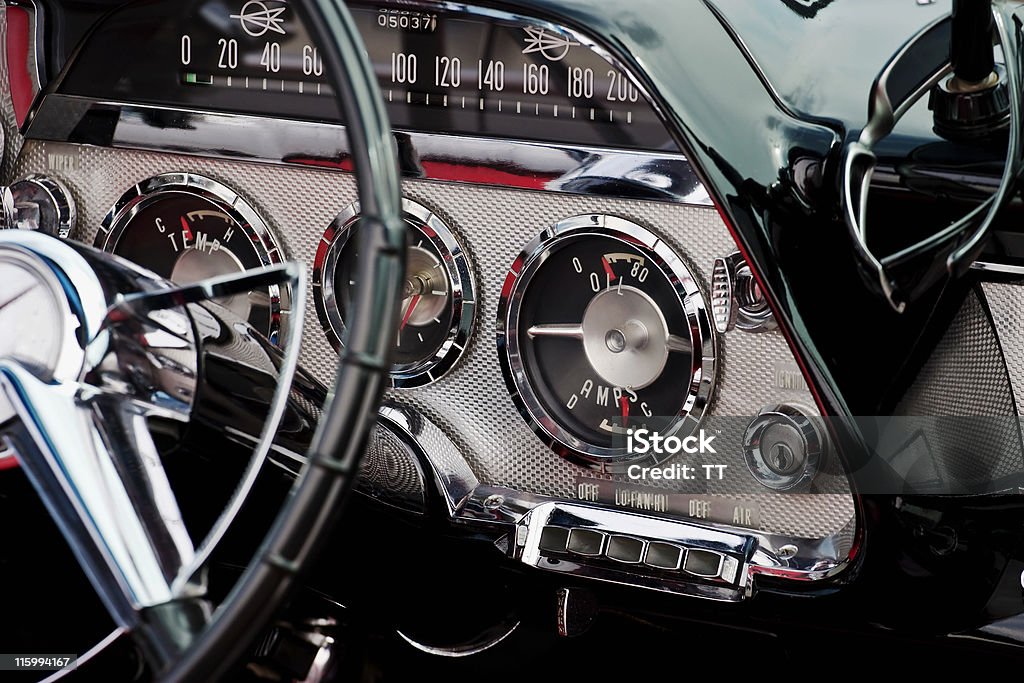 Interior image of a convertible The interior in a convertible. 1959 Vintage Car Stock Photo