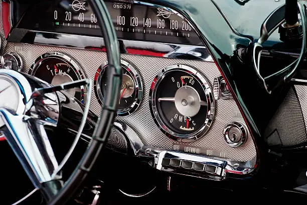 The interior in a convertible. 1959