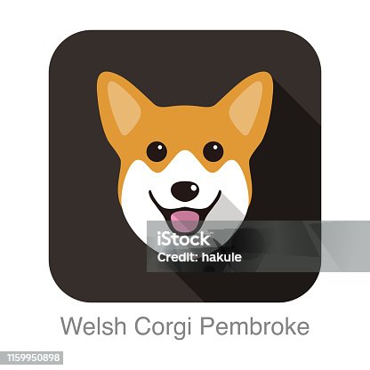 istock Welsh Corgi Pembroke dog face flat icon design, vector illustration 1159950898