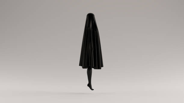 istock Black Floating Evil Spirit in a Short Death Shroud Sheet 1159951845