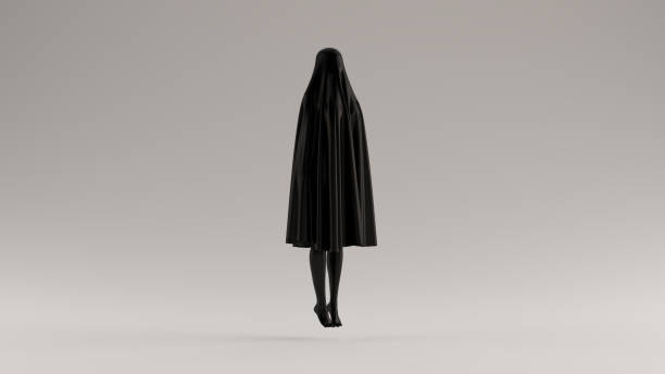 istock Black Floating Evil Spirit in a Short Death Shroud Sheet 1159951846