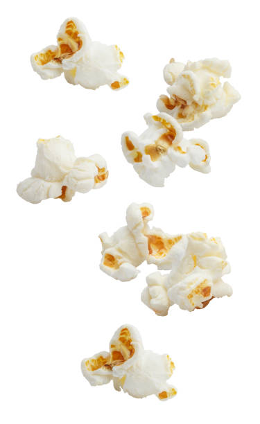 popcorn auf weiß - flakes stock-fotos und bilder