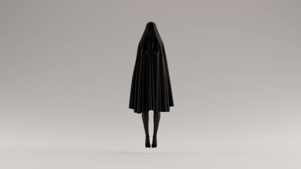 istock Black Floating Evil Spirit in a Short Death Shroud Sheet 1159952079