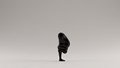 Black Yoga woman in the Forward Fold Bend Position Wrapped in Black